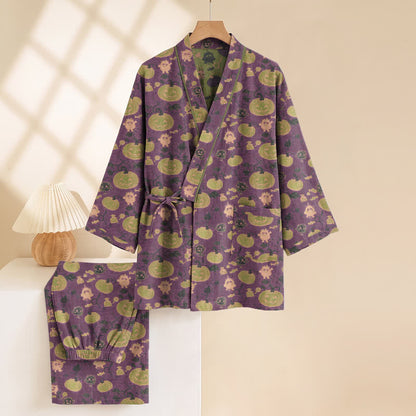 Set pigiama kimono retrò con zucca di Halloween - image 2
