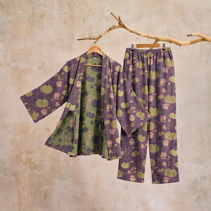 Set pigiama kimono retrò con zucca di Halloween - image 6