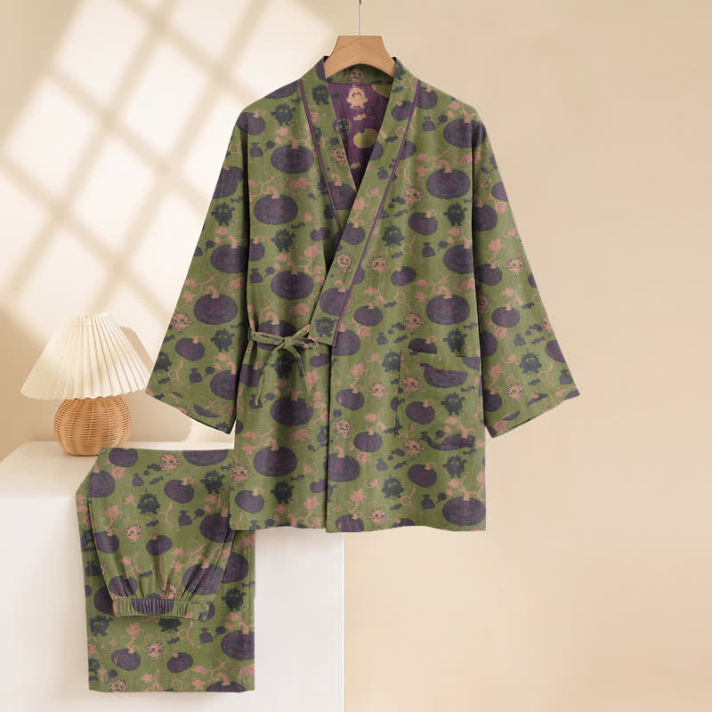 Set pigiama kimono retrò con zucca di Halloween - image 10
