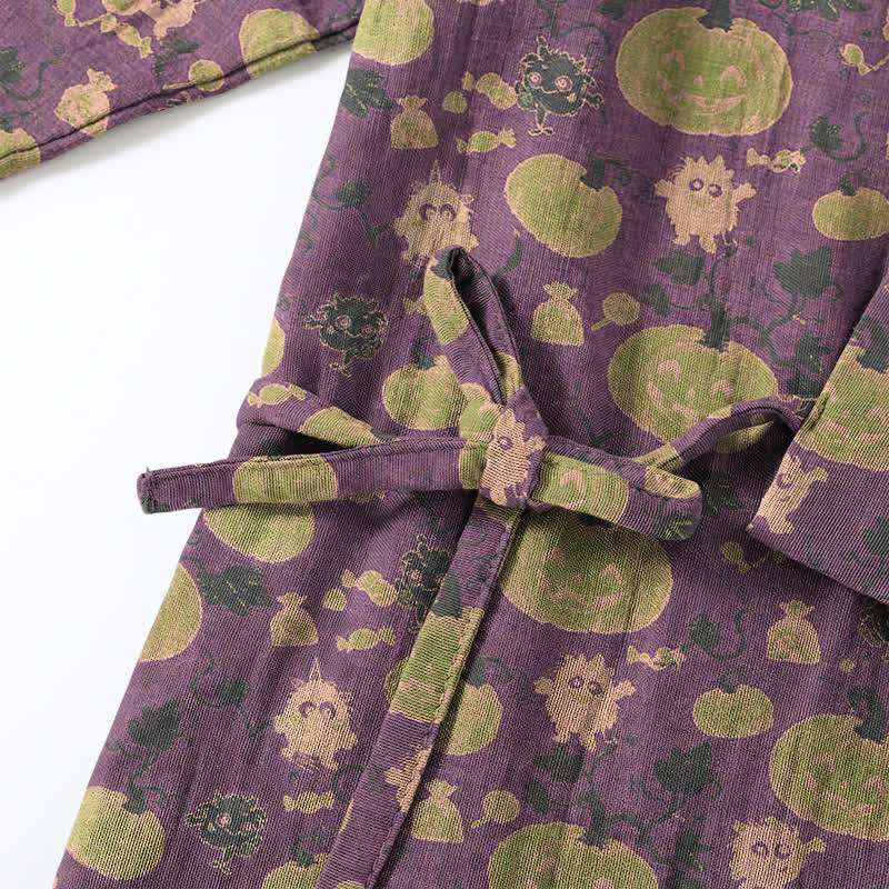 Set pigiama kimono retrò con zucca di Halloween - image 4
