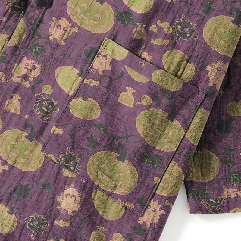 Set pigiama kimono retrò con zucca di Halloween - image 3