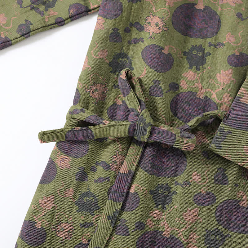 Set pigiama kimono retrò con zucca di Halloween - image 12