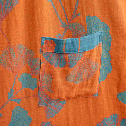 Kimono in cotone con foglie di ginkgo in stile retrò - image 6