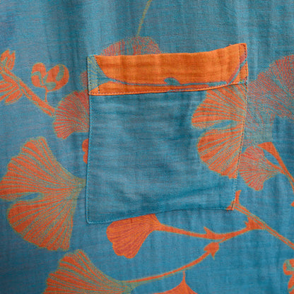 Kimono in cotone con foglie di ginkgo in stile retrò - image 14