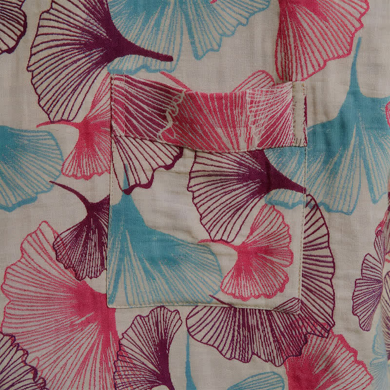 Kimono artistico con foglie di ginkgo, vestaglia da casa - image 9