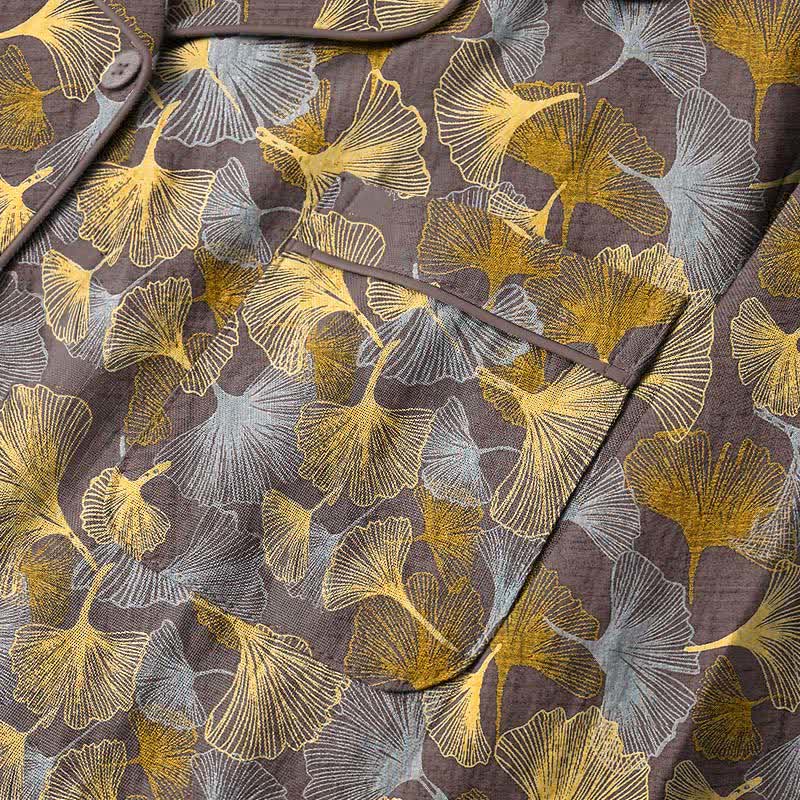 Set pigiama con colletto a tacca a forma di foglia di ginkgo - image 8