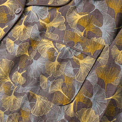 Set pigiama con colletto a tacca a forma di foglia di ginkgo - image 8