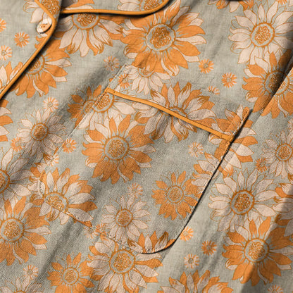 Set pigiama da casa in cotone stile retrò con motivo girasole - image 10