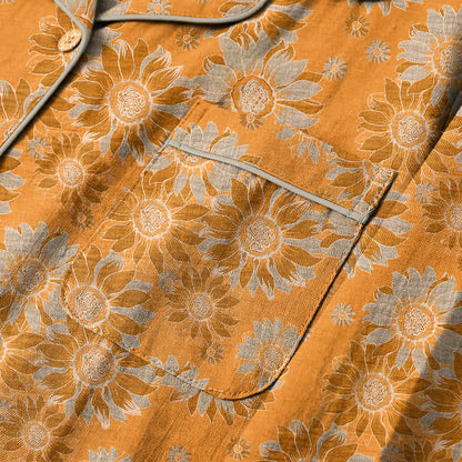 Set pigiama da casa in cotone stile retrò con motivo girasole - image 3