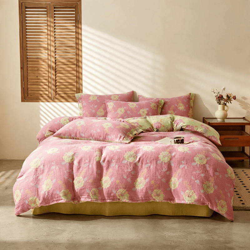 Set copripiumino in cotone con motivo floreale vintage - image 2