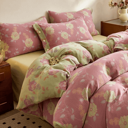 Set copripiumino in cotone con motivo floreale vintage - Rosa - Set di biancheria da letto (4 pezzi) - Matrimoniale Grande - image 0