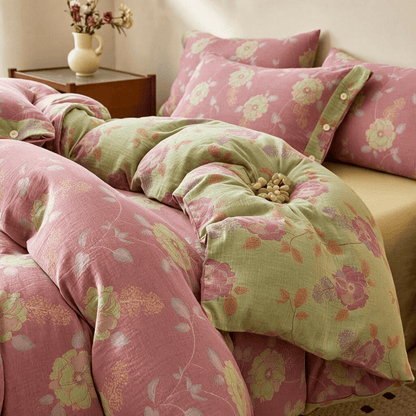 Set copripiumino in cotone con motivo floreale vintage - image 1