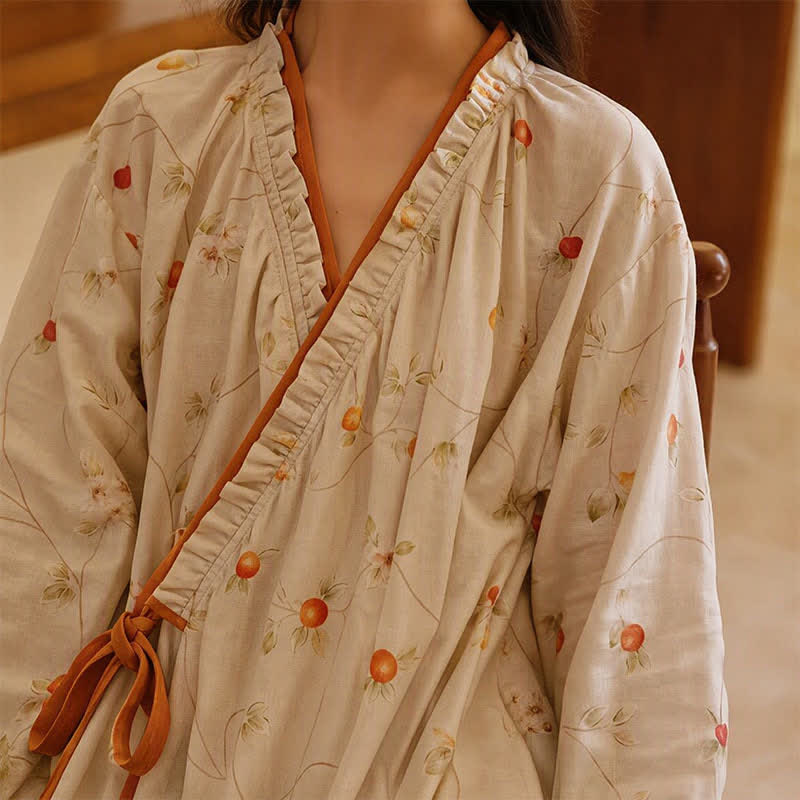 Camicia da notte in garza di cotone con motivo melograno rustico - image 6