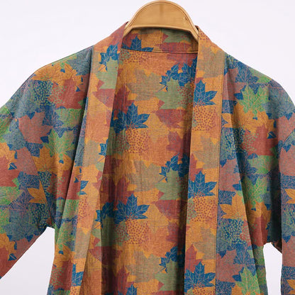 Kimono in cotone con motivo a foglie d'acero autunnali - image 31