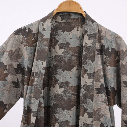 Kimono in cotone con motivo a foglie d'acero autunnali - image 43