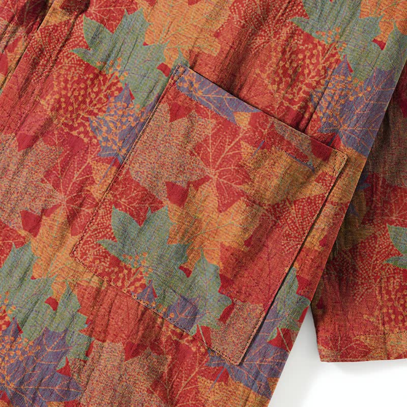 Set pigiama kimono in cotone con motivo foglia d'acero - image 4