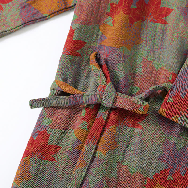 Set pigiama kimono in cotone con motivo foglia d'acero - image 11
