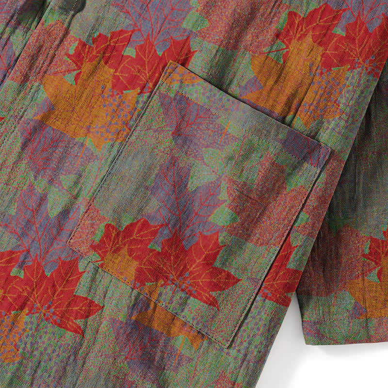 Set pigiama kimono in cotone con motivo foglia d'acero - image 12