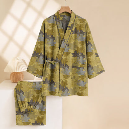 Set pigiama kimono in cotone con motivo foglia d'acero - image 18
