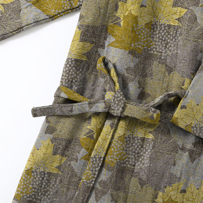 Set pigiama kimono in cotone con motivo foglia d'acero - image 27