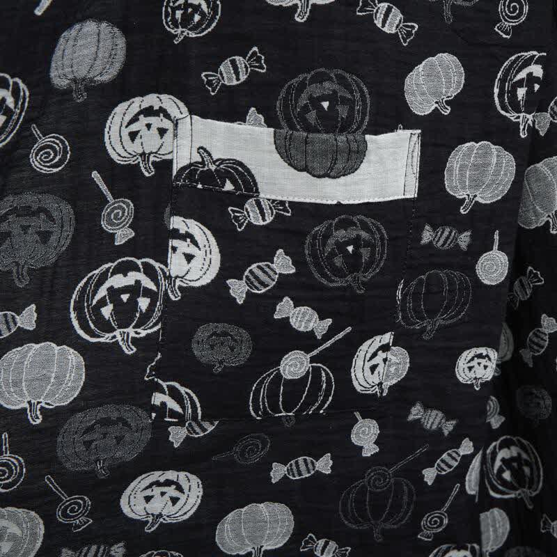 Kimono in cotone con motivo zucca di Halloween e caramelle - image 6