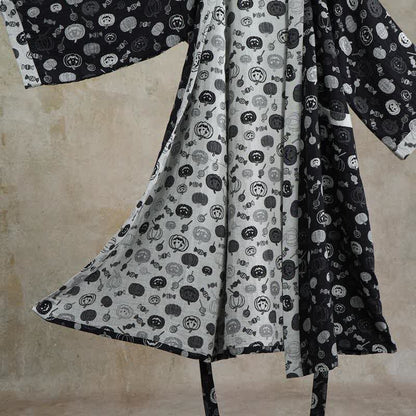 Kimono in cotone con motivo zucca di Halloween e caramelle - image 5