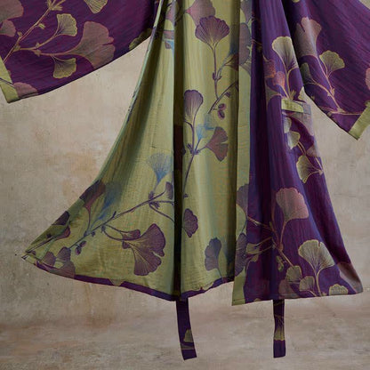 Kimono in cotone con foglie di ginkgo in stile retrò - image 2