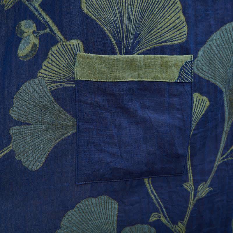 Kimono in cotone con foglie di ginkgo in stile retrò - image 14