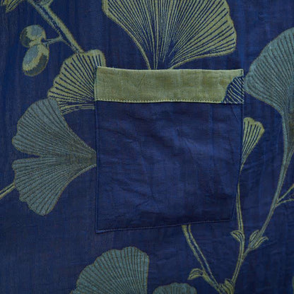 Kimono in cotone con foglie di ginkgo in stile retrò - image 14