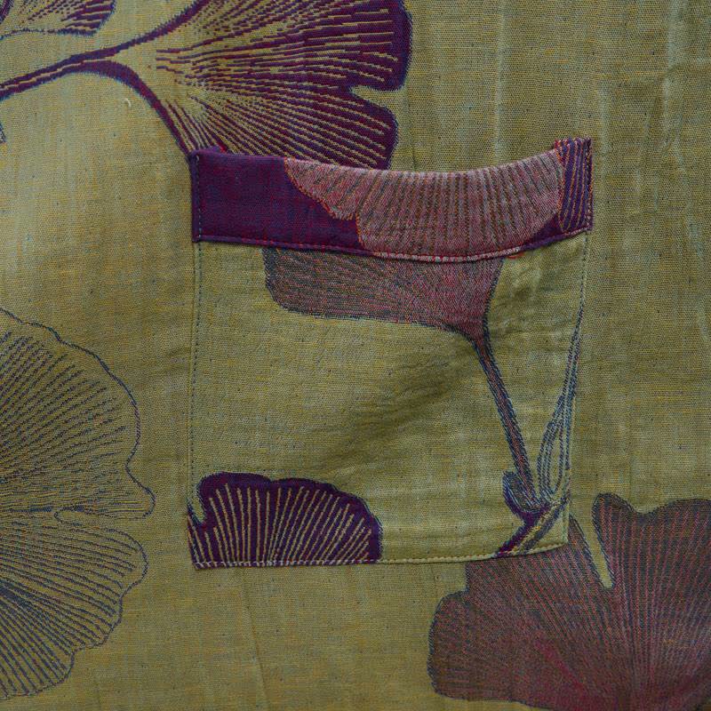 Kimono in cotone con foglie di ginkgo in stile retrò - image 29