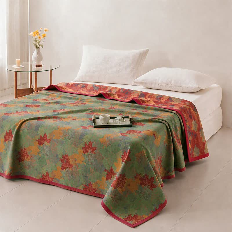 Coperta in cotone con coloratissime foglie d'acero autunnali - image 7