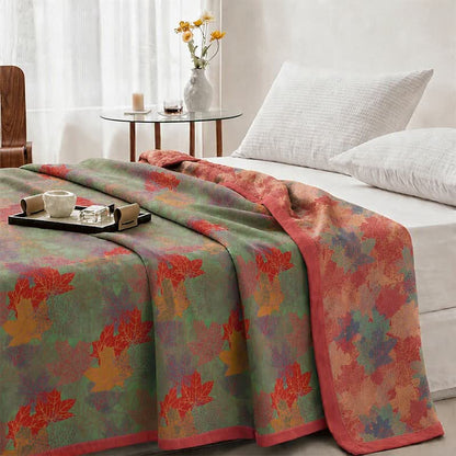 Coperta in cotone con coloratissime foglie d'acero autunnali - image 6