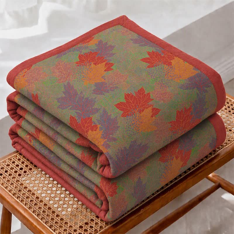 Coperta in cotone con coloratissime foglie d'acero autunnali - image 5