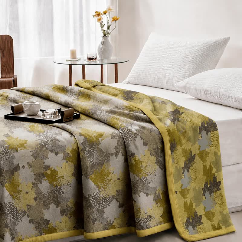 Coperta in cotone con coloratissime foglie d'acero autunnali - image 14