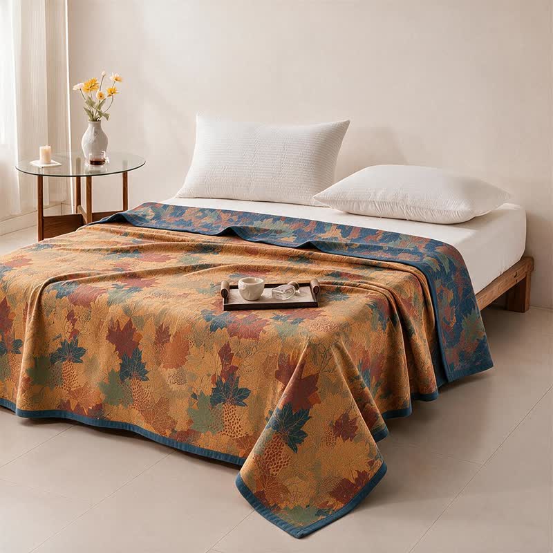 Coperta in cotone con coloratissime foglie d'acero autunnali - image 19