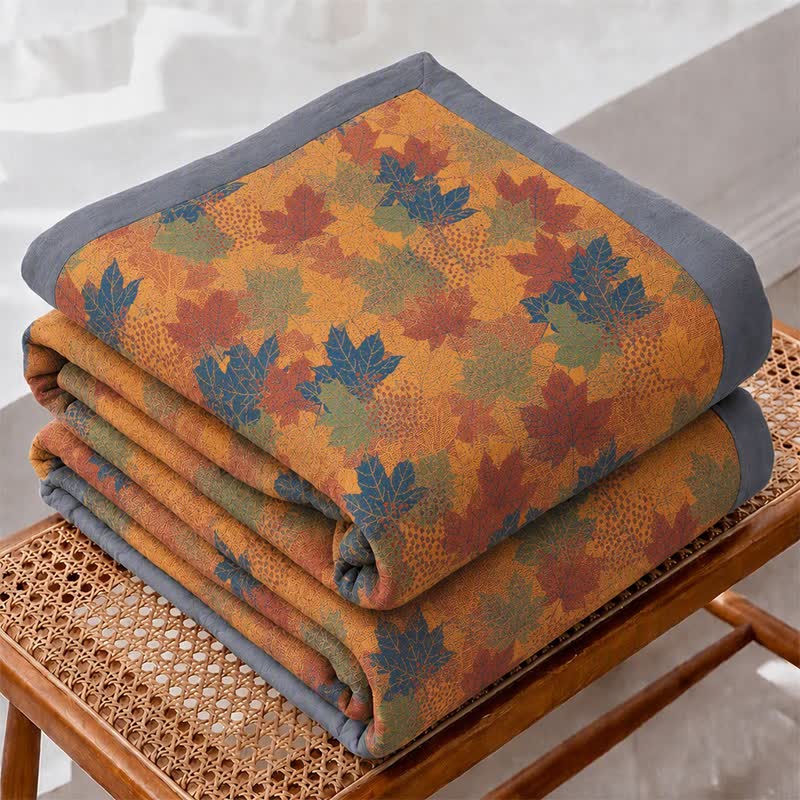 Coperta in cotone con coloratissime foglie d'acero autunnali - image 17