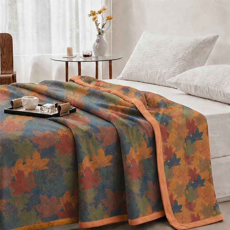 Coperta in cotone con coloratissime foglie d'acero autunnali - image 22