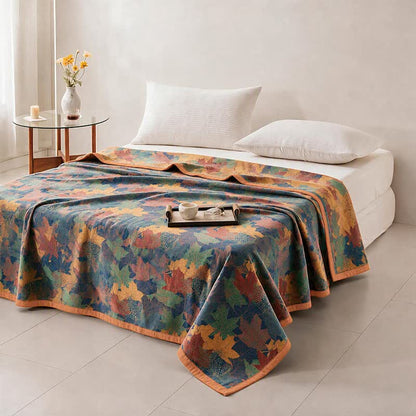 Coperta in cotone con coloratissime foglie d'acero autunnali - image 23