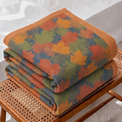 Coperta in cotone con coloratissime foglie d'acero autunnali - image 21