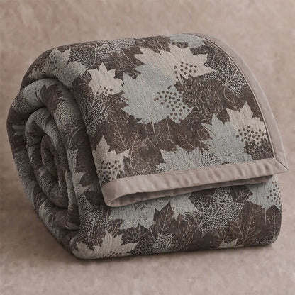 Coperta in cotone con coloratissime foglie d'acero autunnali - Marrone e grigio - Coperta - Matrimoniale Extra Lungo - image 24