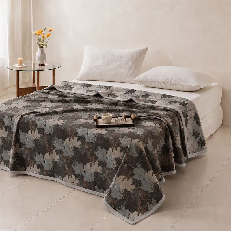 Coperta in cotone con coloratissime foglie d'acero autunnali - image 27