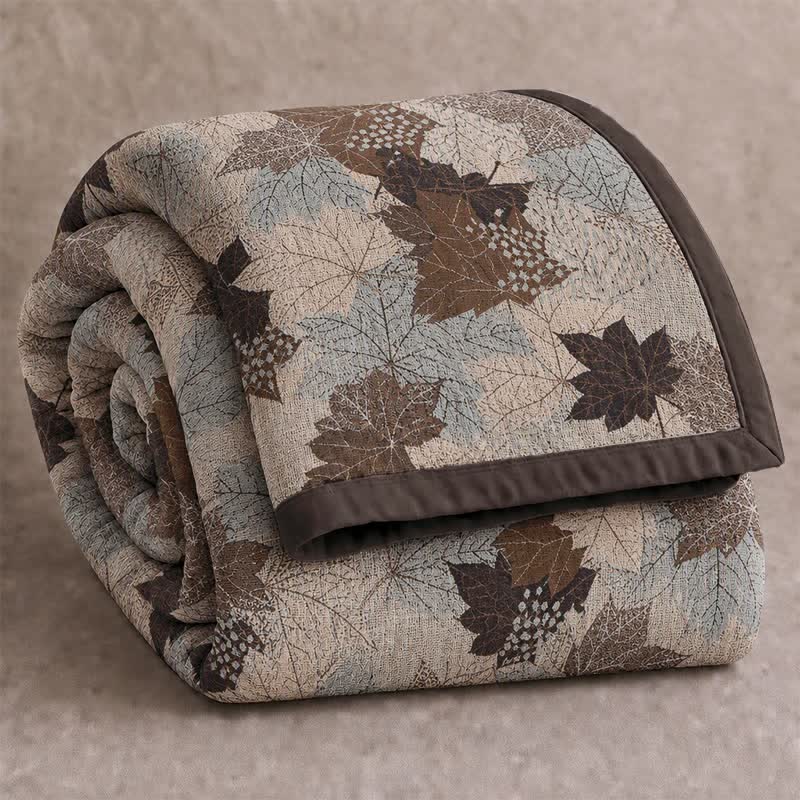 Coperta in cotone con coloratissime foglie d'acero autunnali - Grigio e marrone - Coperta - Matrimoniale Extra Lungo - image 28