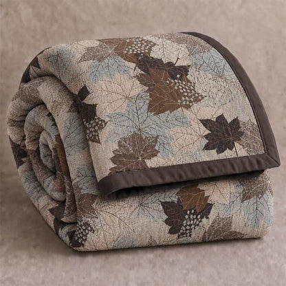 Coperta in cotone con coloratissime foglie d'acero autunnali - Grigio e marrone - Coperta - Matrimoniale Extra Lungo - image 28