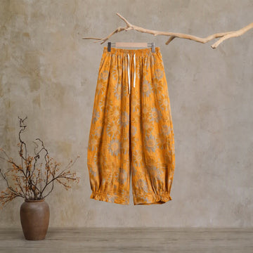 Pantaloni da casa vintage in cotone color girasole - Arancia - XL - image 0