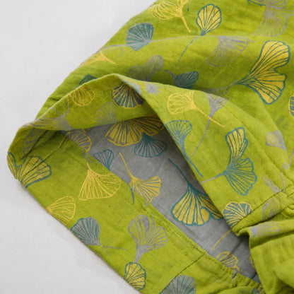 Pantaloni del pigiama in cotone con motivo a foglie di ginkgo verdi - image 5