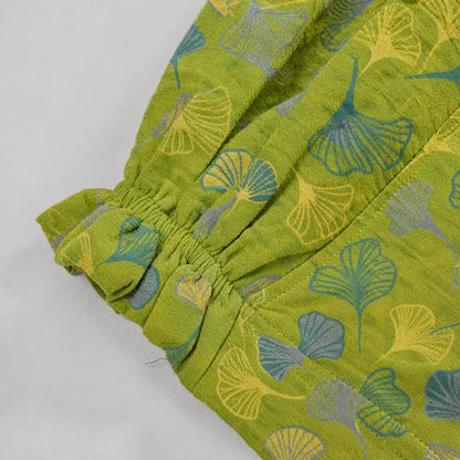 Pantaloni del pigiama in cotone con motivo a foglie di ginkgo verdi - image 4