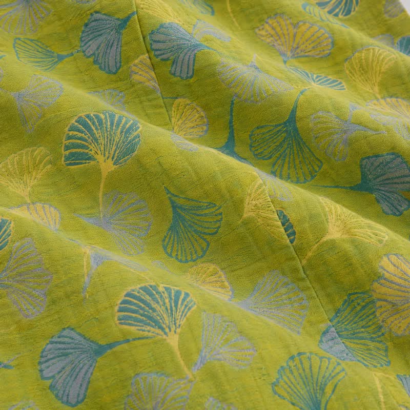 Pantaloni del pigiama in cotone con motivo a foglie di ginkgo verdi - image 7