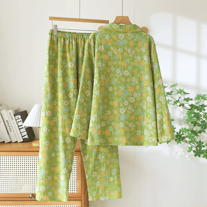Set pigiama in cotone con stampa floreale verde. - image 1
