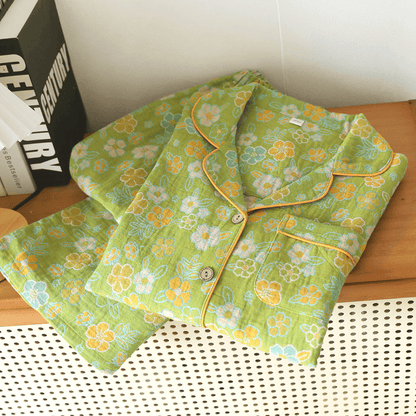 Set pigiama in cotone con stampa floreale verde. - image 3