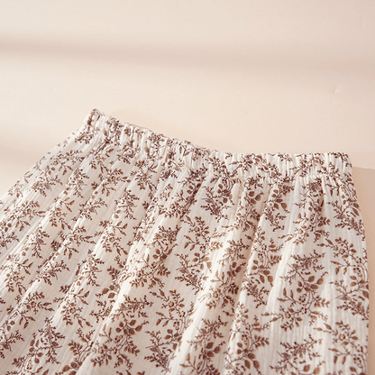 Completo da casa in cotone marrone con stampa floreale. - image 3